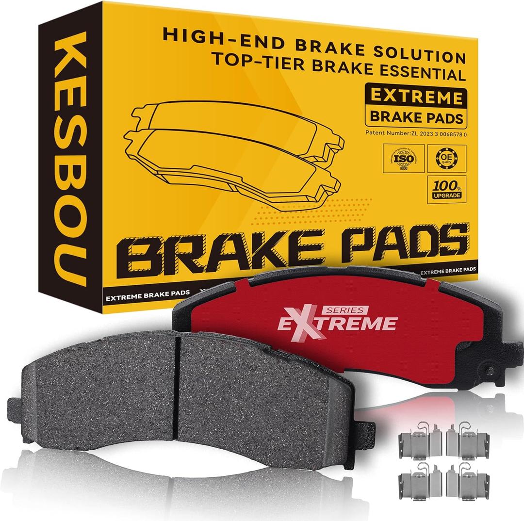 Carbon Fibre Front Brake Pad Compatible With 2019 2020 2021 2022 2023 Ram 2500, 2019 2020 2021 2022 2023 Ram 3500 OE-Grade Performance w/Hardware-D2225