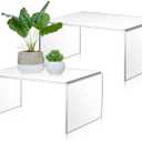 RattanView 2 Pcs 12 Inch Large Acrylic Risers Display Stands 5 mm Thick Acrylic Shelf Riser Showcase for Collectibles Jewelry Cupcakes Food Figures Perfume Cabinet(Clear)