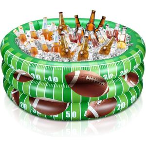 Football Part Decoration Inflatable Football Cooler Blow up Summer Beach Pool Drink Holder Ice Tray Food Drink Containers for Sports Game Beer Beverage for Birthday Party Supplies (Green)