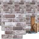 Commomy 10 Pcs 3D Faux Brick Wall Panels -11.8"X11.8" Small Size UltraLight PVC Peel and Stick Brick Farmhouse DIY Self-Adhesive Wall Tile Faux Brick Paneling for Living Room,Bedroom,Kitchen,Fireplace