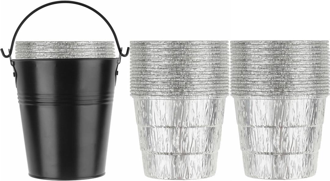 Firsgrill 30Pack Liners & 1 Pack Black Bucket for Mostly Wood Pullet Grill or Smoker Grease Catch Holder
