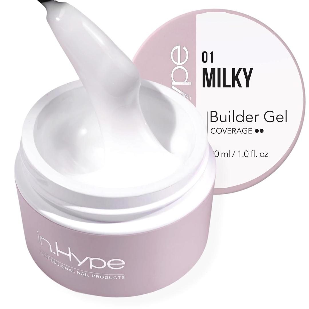 IN.HYPE UV/LED Professional Hard/Builder Gel for Nail Extension/Strengthening/Overlays File Off (MILKY)