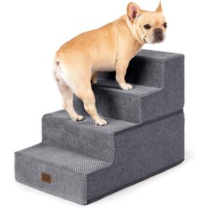 EHEYCIGA Dog Stairs for Bed 18H, 4-Step Dog Steps for High Bed, Pet Steps for Small Dogs and Cats, Non-Slip Balanced Pet Ramp Indoor, Grey (15" x 24" x 18", Grey)