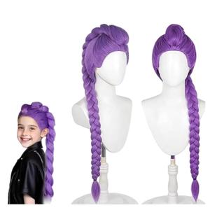 Rumi Costume Wig Cosplay, Purple Braid Wig Outfit Hair Cosplay Props, Costume Wigs for Women (Rumi Purple, For Kid - Length 23 Inch)