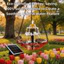 2026 New Solar Cascade Hanging Bird Bath Fountain Outdoor Bowl Bird Bath with Solar Pump, Large Hanging Fountain for Hummingbirds, Gardens, Patio & Backyard (Pink)