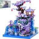 Peach Blossom Pond Japanese Architecture Building Blocks Set for Adults and Kids, Micro Mini Bricks Cherry Blossom Tree House Building Kit 2500+PCS Green (Zsxzgwz)