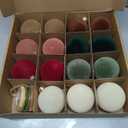 Simgoing 15 Pcs Velvet Christmas Ball Ornaments 3.15 Inch Flocked Christmas Tree Decorations with 10 Yards Velvet Ribbon Red Green Brown Pink Cream Shatterproof Xmas Baubles for Tree Holiday Decor (Retro Color)