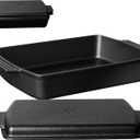 2-In-1 Pre Seasoned Cast Iron Dutch Oven With Skillet Lid,Casserole Dish,Rectangular Baking Pan,Griddle Pot Set, 6QT, 9"x13"