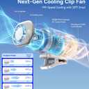 Clip-On Portable Fan with Ice Cooling, 20000 RPM Rechargeable Handheld Turbo Fan, 360° Rotating Detachable Clip, Mini Stroller Fan for Baby, Compact Travel Essentials, Summer Gifts for Women,White
