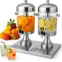 Beverage Dispenser, 4.4 Gallon Drink Dispenser with Ice Core, Stainless Steel Large Drink Dispenser with Stand for Cold Drinks, Juice, Lemonade, Iced Tea, Parties, Weddings, Events