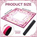 Flower Mahjong Mat with Rules 31.5" x 31.5" Non-Slip Noise Reduction Gaming Mat with Carrying Bag American Mahjong Table Cover for Poker Board Card Games Dominoes(Pink)
