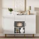 47.2" Large Sideboard Buffet Cabinet with 2 Doors & Drawer, Fluted Coffee Bar Cabinet with Adjustable Shelves, Liquor Storage Cabinet, Accent Cabinet for Living Dining Room, White