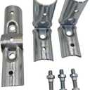 6 Pcs 4 Way Pipe Connector Clamp Fittings,Structural Pipe Connector Chain Link Fence Fittings,Galvanized Steel End Rail Clamps, Fit for 1" O.D.(25.4 mm) Steel Pipe, Bolts and Nuts Included