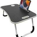 HEVEGRD Lap Desk for Laptop, Portable Laptop Stand with Foldable Legs, Cup Holders, Minimalist, Dark Grey