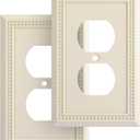 Henne Bery Sunken Pearls Heavy Duty Decorative Wall Plate Switch Plate Outlet Cover, Durable Solid Zinc Alloy (Single Duplex 2PK, Light Almond)
