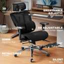 Vonesse Ergonomic Office Chair with Footrest, Desk Chairs with Adjustable 3D Headrest and Armrests, Computer Gaming Chair with Dynamic Lumbar Support & Adjustable Depth Breathable Mesh Seat (Black)