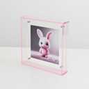 Acrylic 6x6 5x5 4x4 3x3 Floating Picture Frame Modern Desktop Display Photo Frame (Pink)