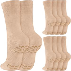 Twistover 3 Pairs Dance Non Slip Socks for Dancer Women Girls Ballet Dancing Socks with Spin Spot Compression Ankle Stockings (Medium, Beige)