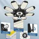 Adiding LED Garage Ceiling Lights 56000Lm 4 Pack w/ 8 Adjustable Panels, Super Bright Deformable Basement Lighting Fixture Screw in E26 Bulb Socket for Indoor Workshop, Attic, Storage, Bay, Home Gym