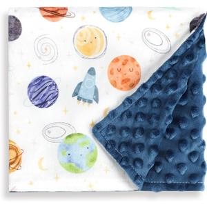 Baby Blankets for Boys Girls, Soft Minky Blankets with Double Layer Dotted Backing, Toddler Blanket for Nursery, Stroller, Toddler Bed, Car seat, Cute Planets
