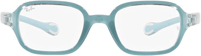 Ray-Ban Kids' Ry9074vf Low Bridge Fit Rectangular Prescription Eyewear Frames (Light Blue on Rubber Light Blue)