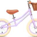 ACEGER 12" Kids Balance Bike with Basket, Toddler Bicycle for Early Learning Leg Strength and Steady Balancing, Durable Frame&Tool-Free Adjustable Seat, Gift Bike for 2-5 Kids, No Brake