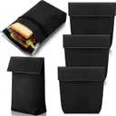 Qinyoung 3 Pcs Insulated Sandwich Bag Reusable Snack Bags 8.6'' x 8.6'' x 2.55'' Washable Insulated Pouch Small Thermal Lunch Bags for Work, Travel, Office, Back to School Classroom(Dark Gray), 8.66 inches x 8.66 inches x 2.56 inches