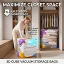 𝐁𝐞𝐭𝐭𝐞𝐫 𝐋𝐢𝐟𝐞 𝐒𝐩𝐚𝐜𝐞 Bags, 3D No-Pump Vacuum Bags - Press & Seal by Hand or Sit, Space-Saving Cubes, Bedding & Clothes - Leak-Airtight & Dust-Proof (One Large 39×31×15"), 39x31x15 inches
