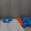 Halloween Costume for Men Shirt and Pants Set with Orange Scarf Classic Movie Outfits Cosplay (X-Large, White Blue)