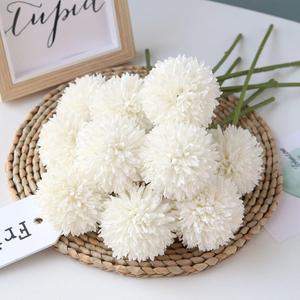 Artificial Flowers Chrysanthemum Ball Flowers Bouquet 10pcs Present for Important People Glorious Moral for Home Office Coffee House Parties and Wedding(Milk White)