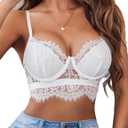 Avidlove Lace Bralettes for Women Y2k Strap Bustier Cami Top V Neck Camisole Lingerie (Medium, 1white)