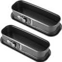 ASelected 2PCS Narrow Oval Springform Pan, 12 Inch Black Gray Non-Stick Springform Cake Pans with Removable Bottom for Cheesecake, Terrine, Tiramisu, Bread Loaf, Baking