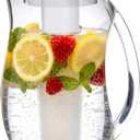 Amazing Abby - Icely - Plastic Pitcher with Ice Tube (96 oz, 3 Quart), Clear Water Pitcher with Lid, Fridge Jug, BPA-Free, Shatter-Proof, Preparing Iced Drinks with No Diluation