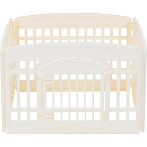 Amazon Basics 4-Panel Indoor Pet Dog Square Playpen, Puppy Playpen with Door, Easy Assemble Easy Storing, 24 in, Beige