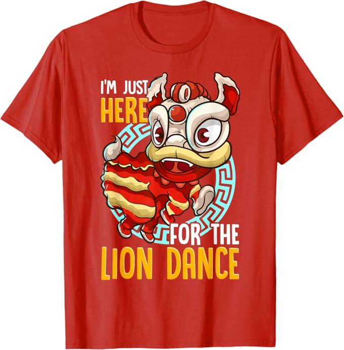 Chinese New Year 2025 Lion Dance Boy Girl Kids Red Orange TShirt M