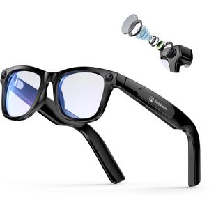 2026 Upgraded Smart Camera Glasses, 8MP Resolution Supporting 4K HD Video Recording, Supports Photo/Video/Audio Recording, 410mAh Battery, with AI Assistant/AI Translation/Bluetooth Calling (Black Frame + Blue Light Blocking)