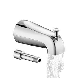 All Metal Bathtub Spout with Diverter, 5.3 Inch Tub Spout, Fits 1/2" Copper Slip-On and 1/2" or 3/4" IPS Threaded Pipes, Easy Lift to Switch, Leak-Free, Easy DIY Installation