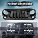 Front Bumper Grille for Jeep Wrangler Rubicon Sahara Sport JK 2007 2008 2009 2010 2011 2012 2013 2014 2015 2016 2017 2018 Replacement Front Grill, ABS Upper Hood Hollow Grille Part Car Radiator Guard