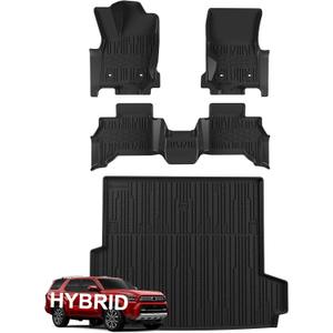 TripleAliners Floor Mats & Trunk Mat All Weather Liners Compatible With Toyota 2025 2026 4Runner Accessories Custom Fit TPE Heavy-Duty Waterproof Anti-Slip Floor Liner (5 Seats ONLY) - Only for Hybrid