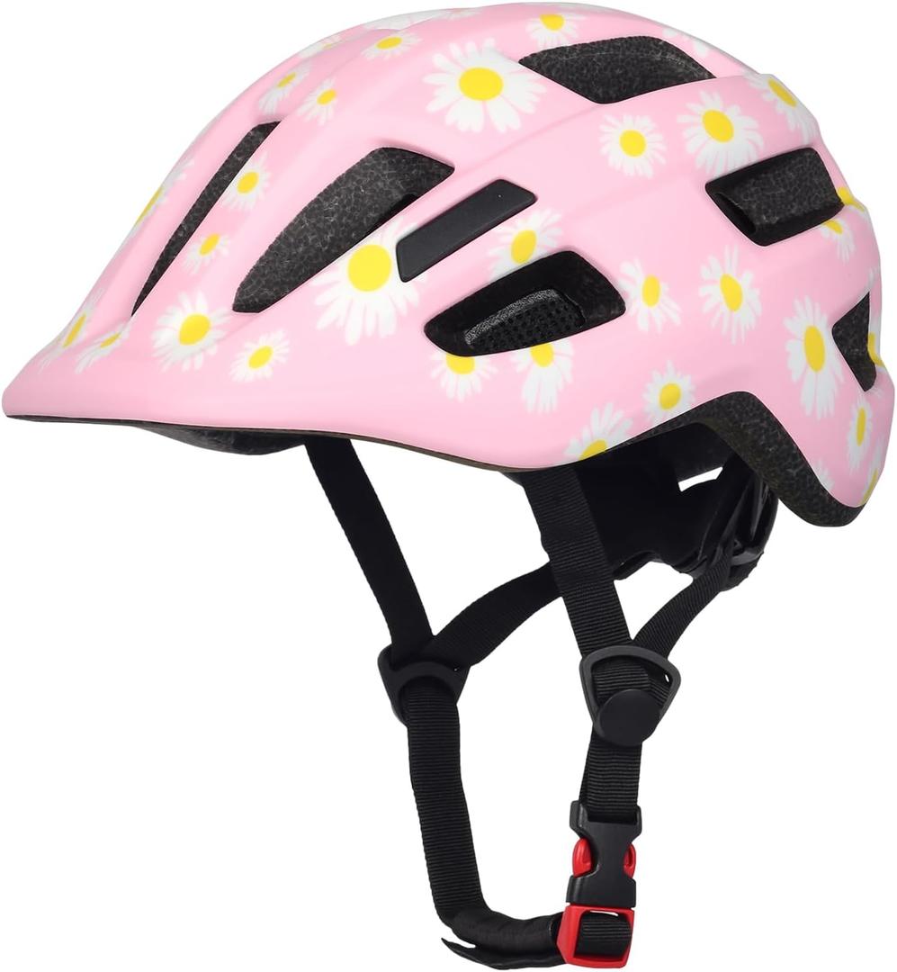 Toddler Kids Bike Helmet, Adjustable Infant Baby Bicycle Helmet for Age 1-3-5-8 Years Child Boys Girls, Multi-Sport Scooter Skateboard, 2 Sizes (Pink Daisy, Small)