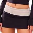 Women's Low Rise Black Contrast Tight Micro Mini Skirt