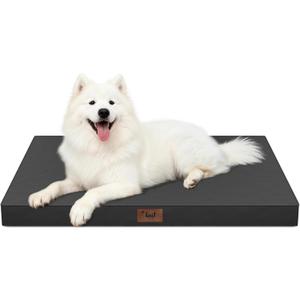 Outdoor Large Washable Dog Bed, Orthopedic Egg Crate Foam Dog Crate Mat for Large Dogs with Removable Oxford Cooling Cover, Black (41.0"L x 27.0"W x 3.5"Th)