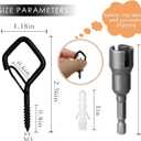 30 Pcs Outdoor Hooks for String Lights,Screw Hooks for Hanging Plants,Ceiling Hooks with Safety Buckle,Square Hanger for Wind Chimes,Bird Feeder,Lanterns,Christmas Decorations (Black)