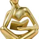 Abstract Art Thinker Statue - Reading Thinker Sculpture Figurine, Modern Home Decoration for Living Room Office Shelves Coffee Table Desk Decor (Gold)