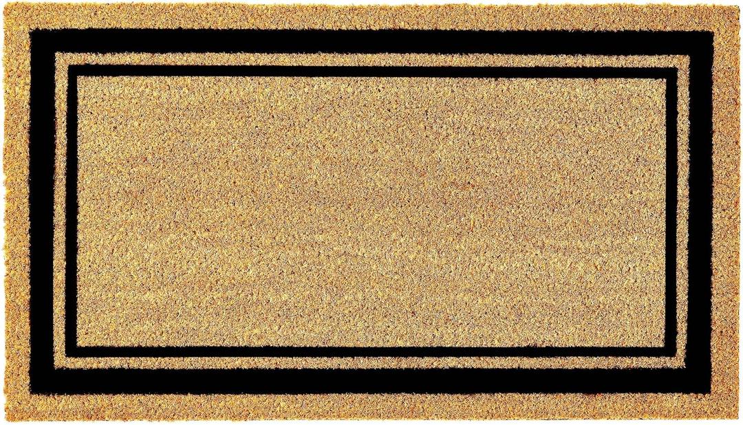 KANKUN Coco Coir Door Mat with Heavy Duty Backing, Welcome Doormat (17" x 30"), Doormat Entrance (Border)