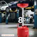 VEVOR 8 Gallon Waste Oil Drain Tank, Industrial Fluid Drain Tank with Adjustable Funnel Height, Portable Oil Drainer with Wheels & Toolbox, Fluid Fuel Transfer Drainage for Auto Repair Shops, Red