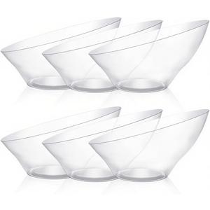 BESTVIP 54oz Clear Plastic Serving Bowls for Party - 12 Pack Angled Disposable Serving Bowls, Party for Chips, Snacks, Fruit, Salad - Bowls for Parties, Daily Use, Catering, Christmas