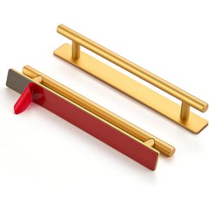 Ravinte 2 Pack Adhesive Cabinet Handles, Stick on Gold Cabinet Handles Peel and Stick Push Pull Helper for Kitchen Cupboard Window Sliding Closet Door Pulls - 8.35" Length