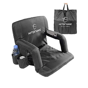 HITORHIKE Stadium Seat for Bleachers or Benches Portable Reclining Foldable Type Stadium Seat Chair with Padded Cushion Chair Back and Armrest Support (Black,25")