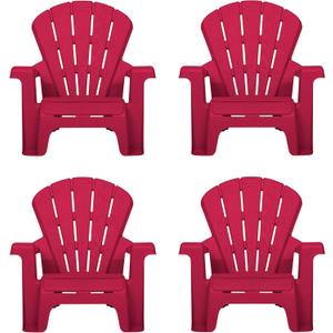 Little Tikes Kids Garden Chair 4 Pack in Red, Outdoor Toddler Activity Adirondack Chairs for Picnic, Garden, Patio, Backyard & Beach, Outdoor Chair Set